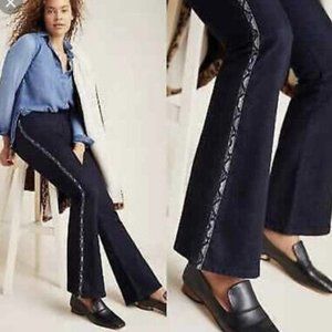 ELLA MOSS NWT High Rise Flare Leg Python Snakeskin Trim Denim Jeans Size 29